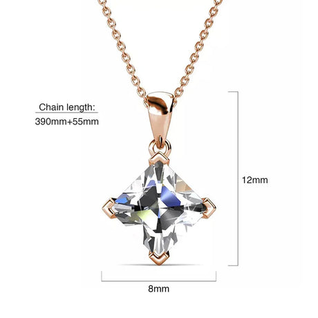 Krystal Couture Square-Cut Pendant Necklace Embellished with SWAROVSKI Crystals in Rose Gold