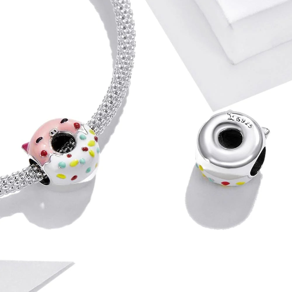 Solid 925 Sterling Silver Friendly Guinea Pig Cake Pandora Inspired Charm