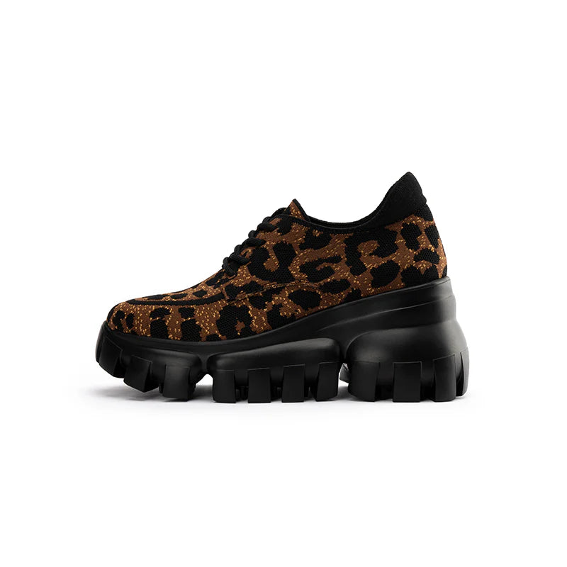 Retro Leopard Platform Sneakers - Leopard