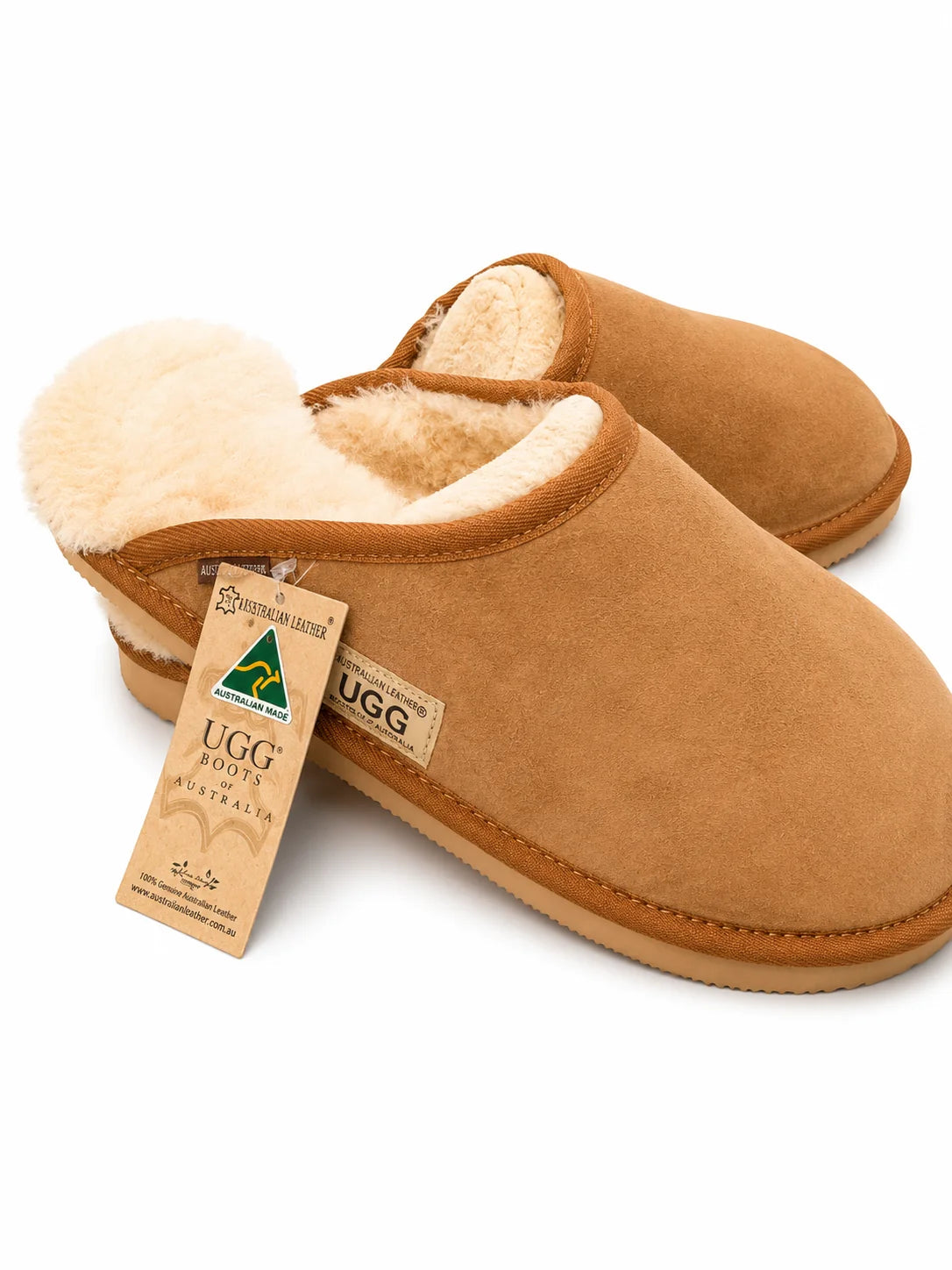 Australian Leather Ugg Scuffs Slipper - Chestnut - AU13-14