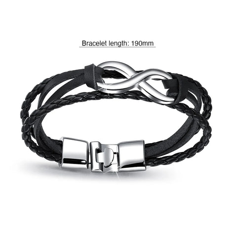 Obsession Women's Infinity Leather Wrap Bracelet Black