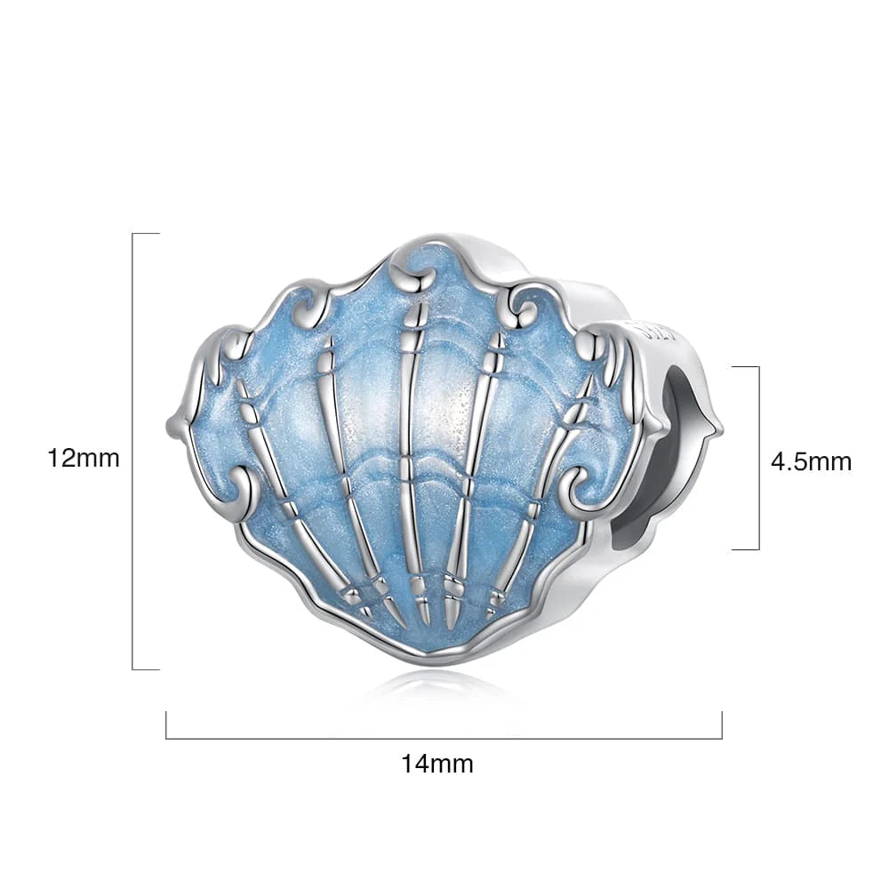 Solid 925 Signature Silver Azure Seashell Charm