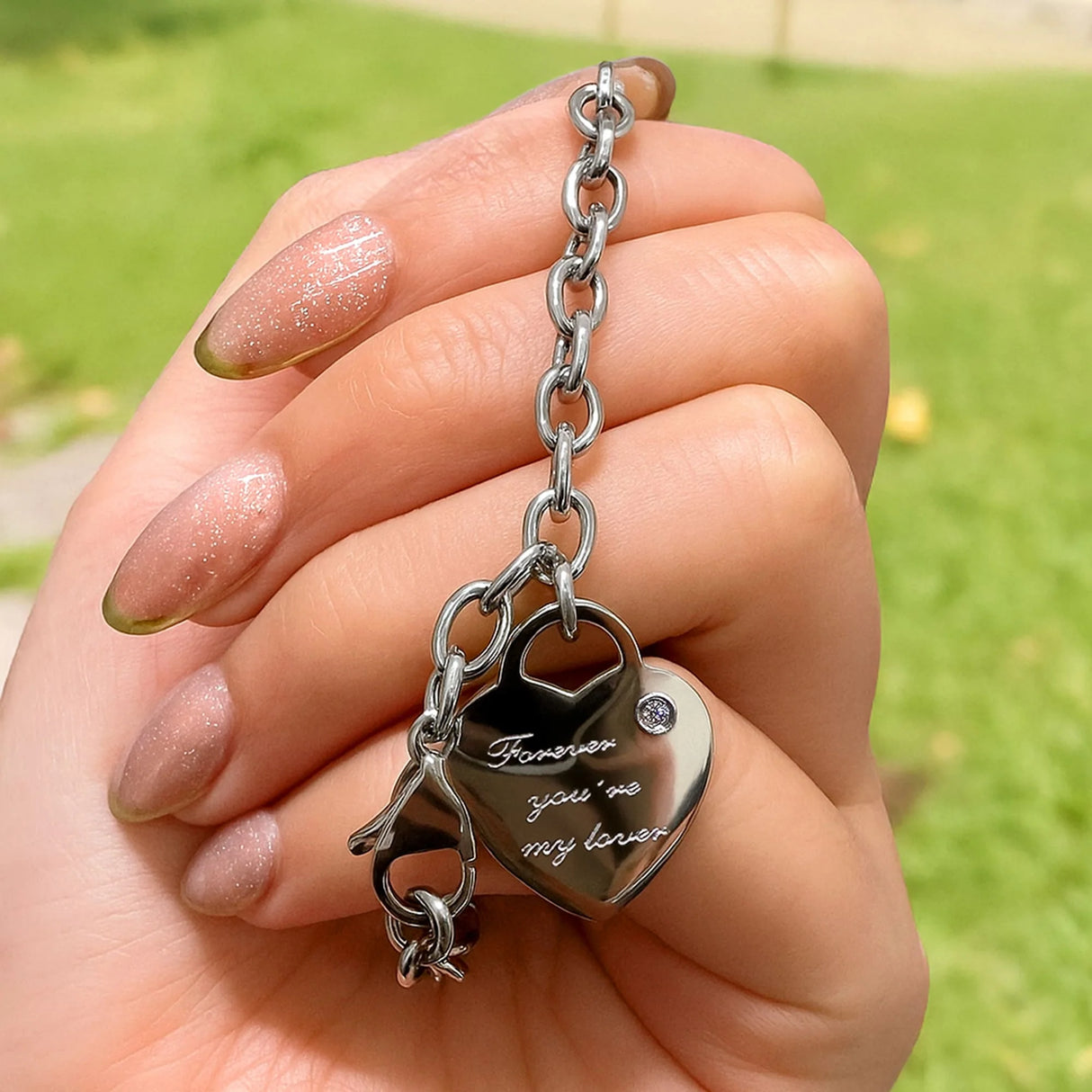 Bullion Gold Forever You'Re My Lover Bracelet White Gold