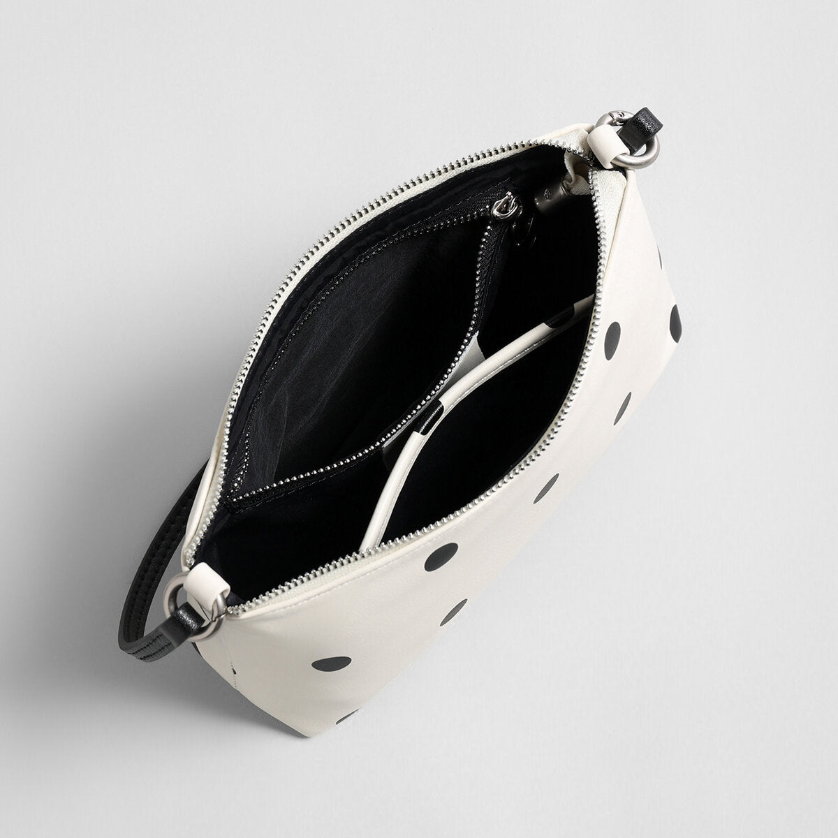 Polka Dot Leather Baguette Bag - Ivory