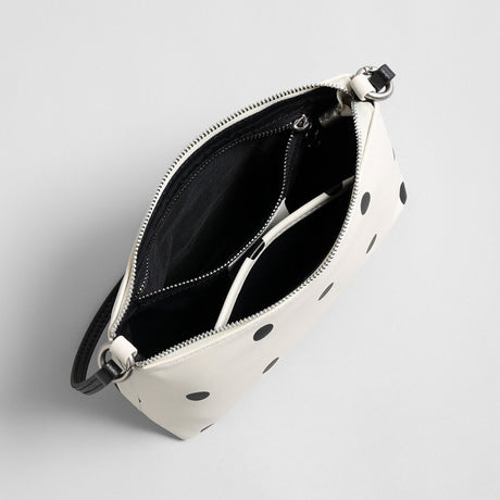 Polka Dot Leather Baguette Bag - Ivory