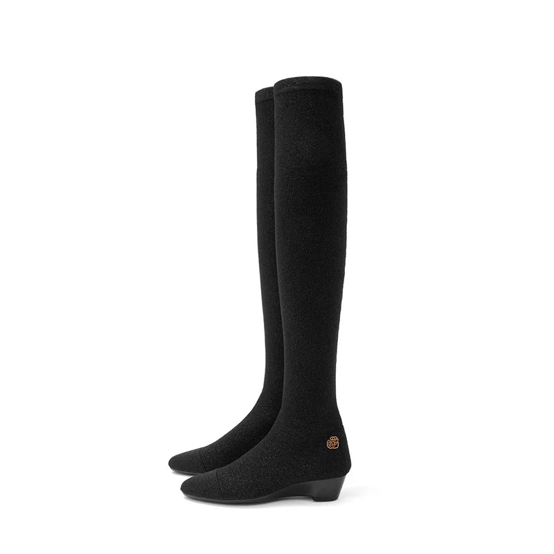Stretch Over the Knee Boots - Black