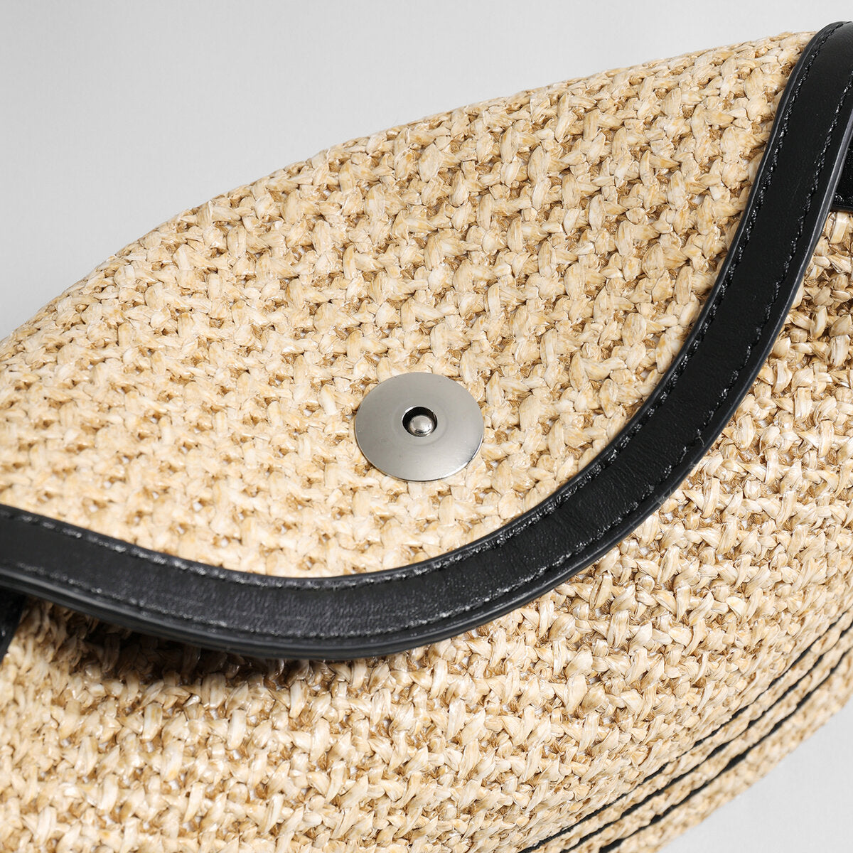 Striped Woven Straw Hobo Bag - Natural