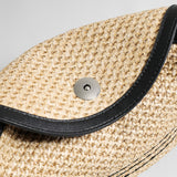 Striped Woven Straw Hobo Bag - Natural