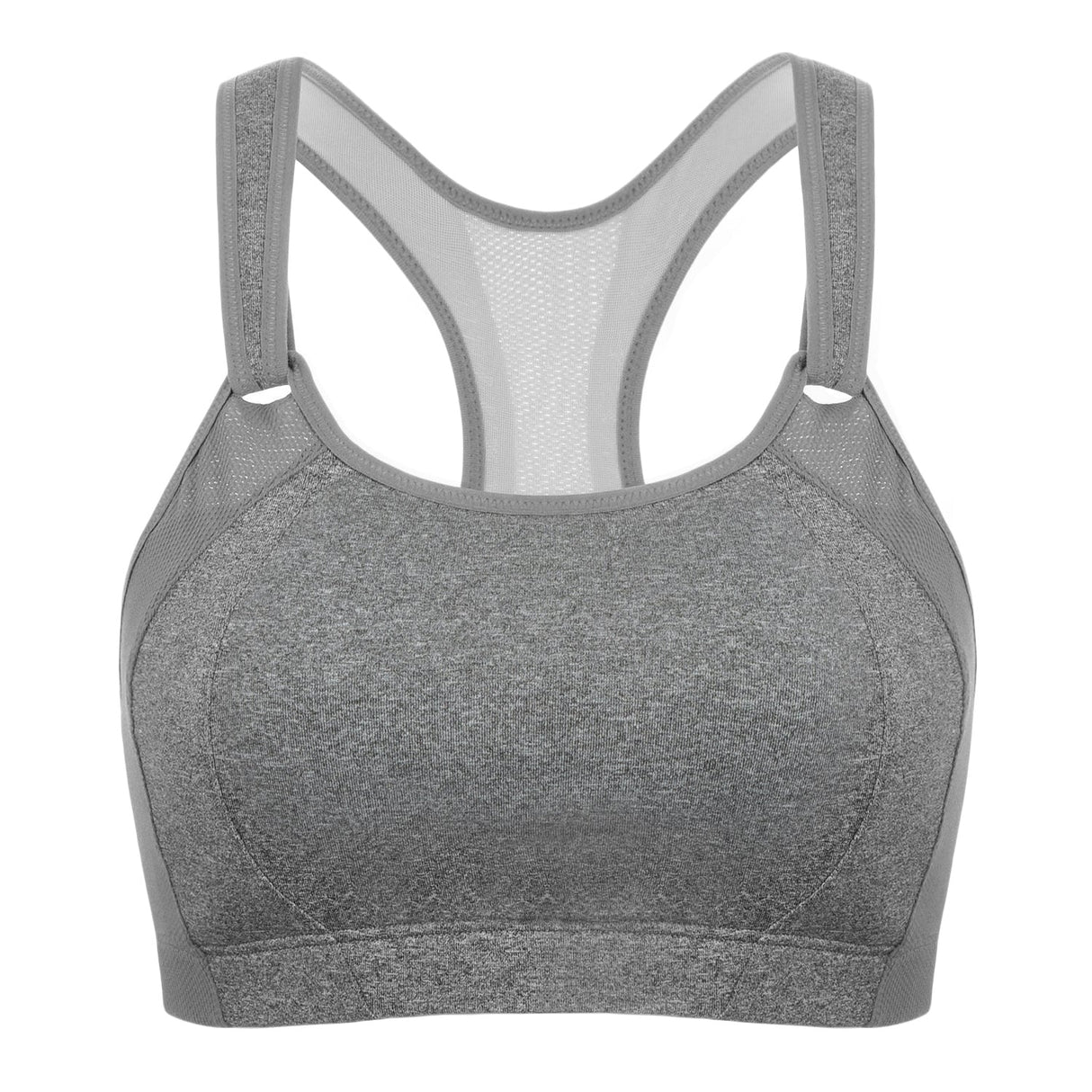 High Impact Mesh Insert Wireless Running Bra  - Grey