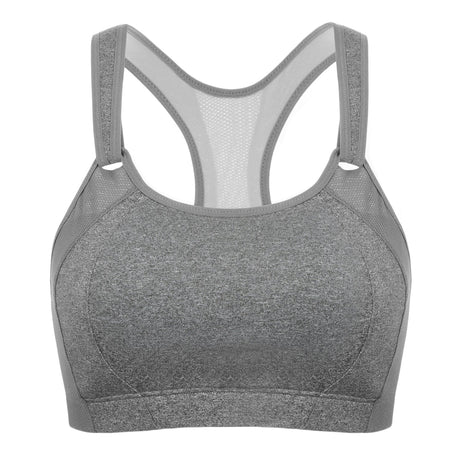 High Impact Mesh Insert Wireless Running Bra  - Grey
