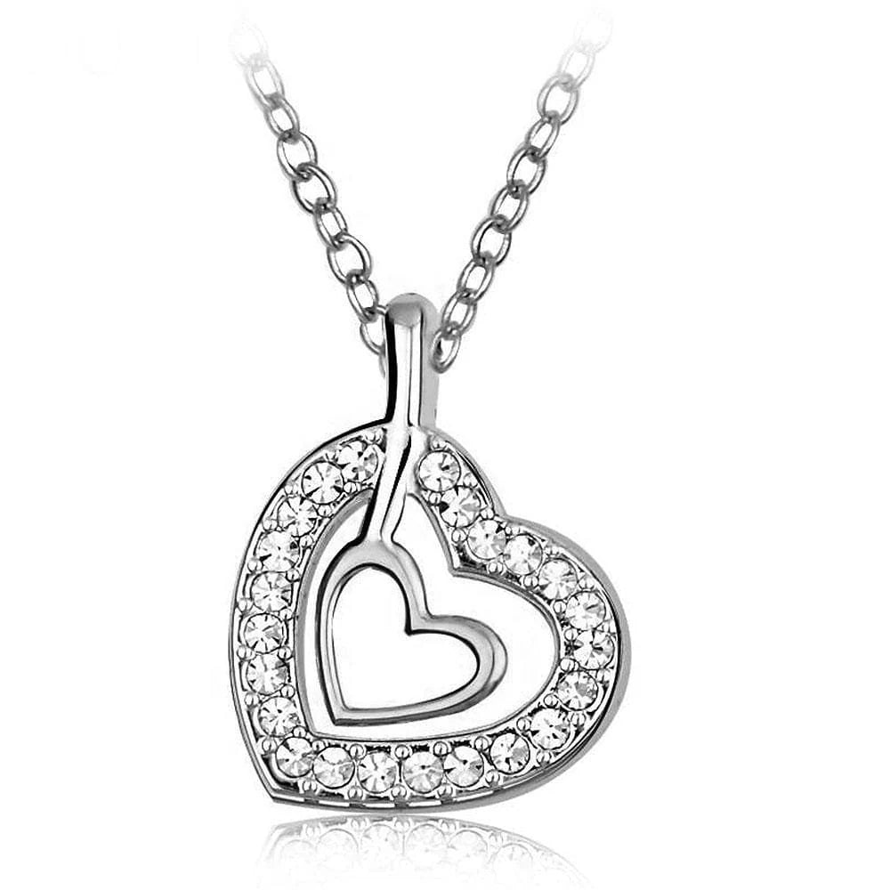 Krystal Couture Heart In Heart Necklace Embellished with SWAROVSKI Crystals