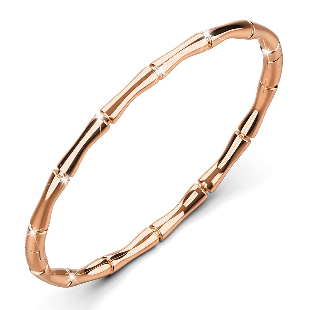 Bullion Gold Trunket Bamboo Design Stainless Steel Bangle in Rose Gold