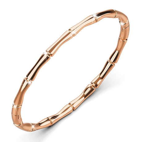 Bullion Gold Trunket Bamboo Design Stainless Steel Bangle in Rose Gold