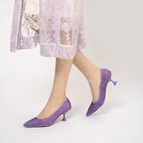 Cocktail Rhinestone Kitten Heels - Purple