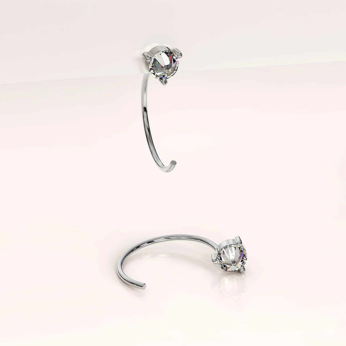 Solid 925 Sterling Silver Reverse Simulated Diamond Earrings