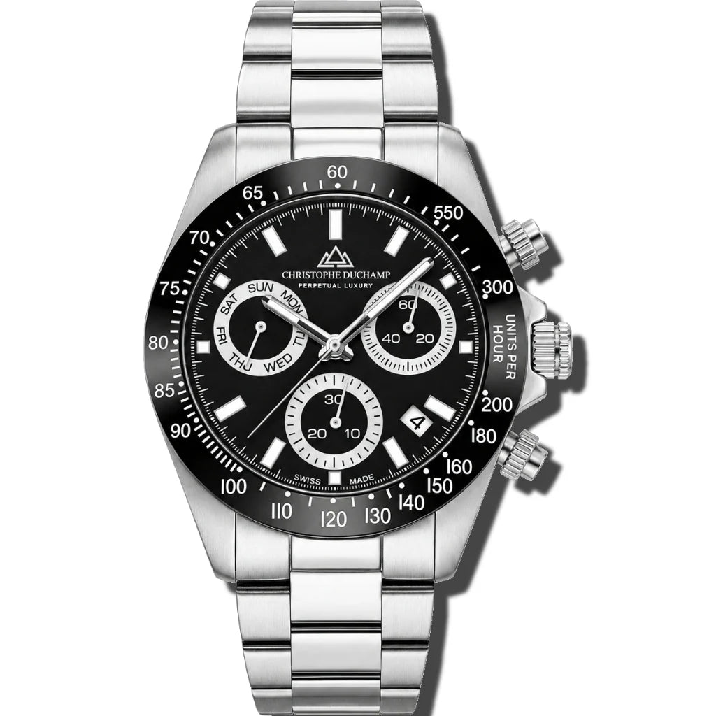 Christophe Duchamp Grand Mont Ceramic - Black Dial & 316L Stainless Steel Strap
