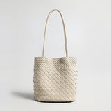 Woven Lambskin Bucket Tote - Ivory