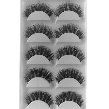 3D Eyelash Extension Quality Synthetic Natural Look Lashes Long 5 Pair Set K01