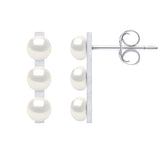 Earrings Talisman 3 Pearl Freshwater Pearl White Sterling Silver