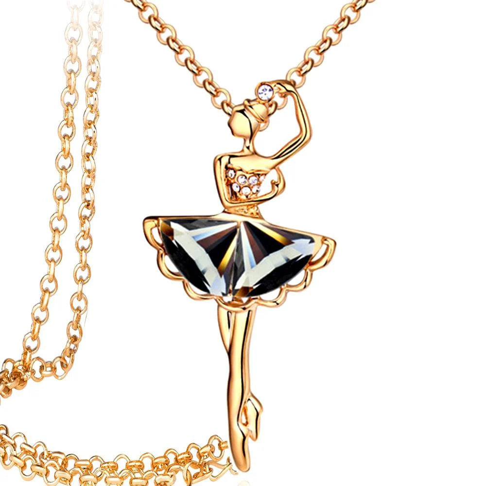 Krystal Couture Dancing Ballerina Long Necklace Embellished with SWAROVSKI Crystals