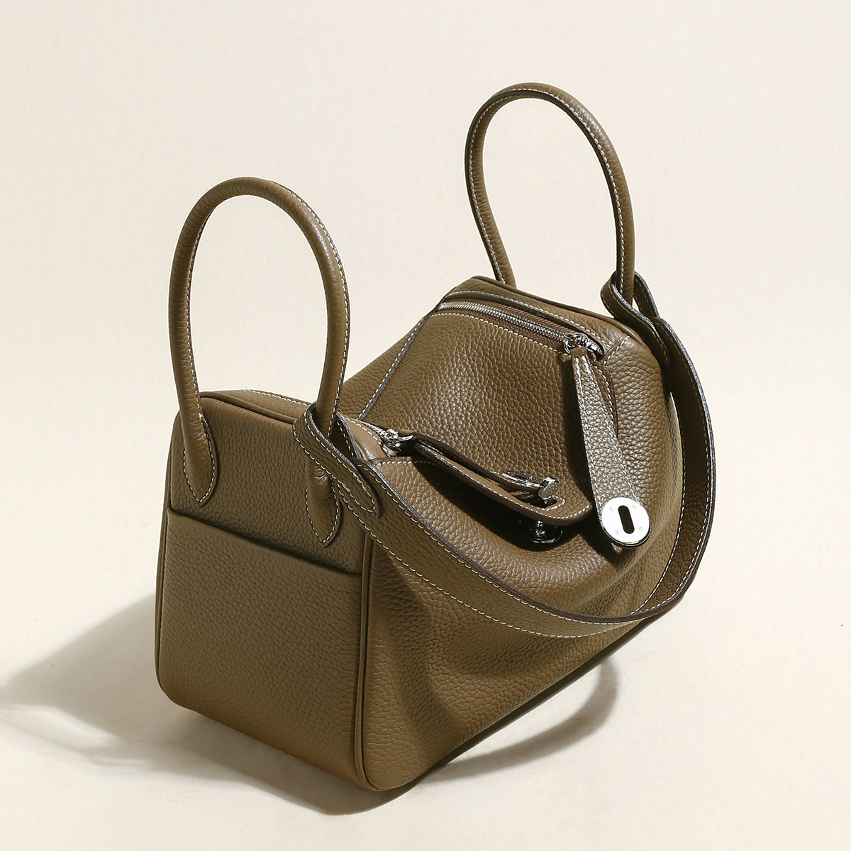 Solano Top-Grain TC Leather Shoulder Bag - Taupe