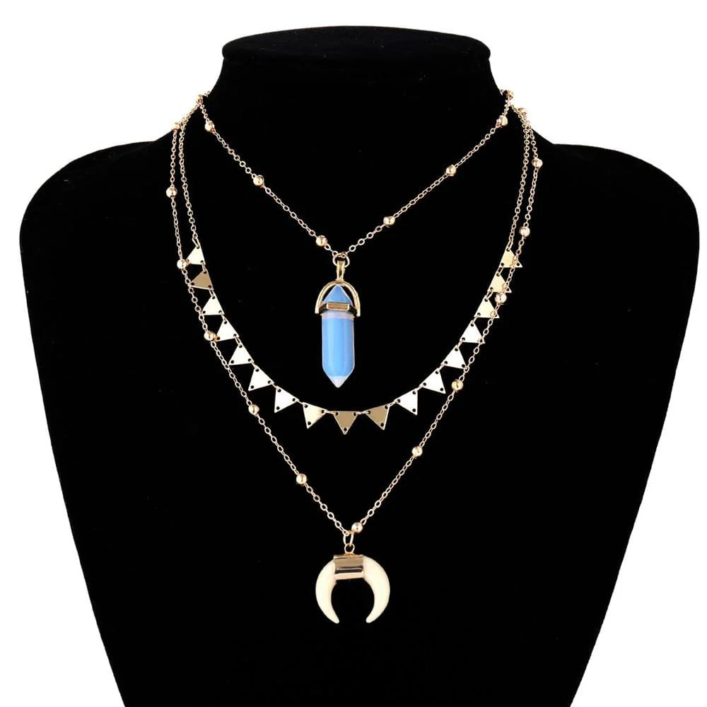 Multilayer 3 Piece Night Sky inspired Layering Gold Necklace