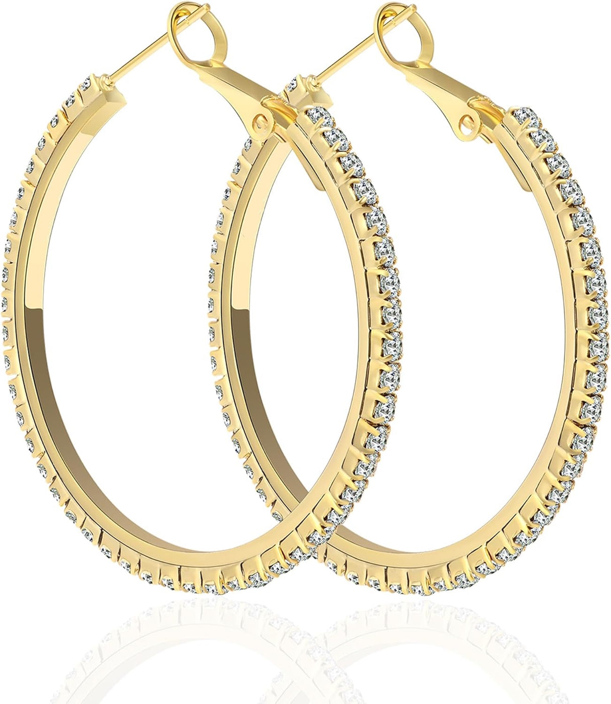 Liv Oliver 18K Gold Crystal Hoop Earrings