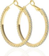Liv Oliver 18K Gold Crystal Hoop Earrings