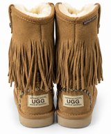 Australian Leather Ugg Classic Short Fringe Stud - Chestnut - AU4