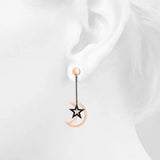 Bullion Gold Shimmering Moon Star Drop Earrings