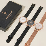 Boxed Bullion Gold Elite watch and Bracelet Set Embellished with Crystals in Rose Gold