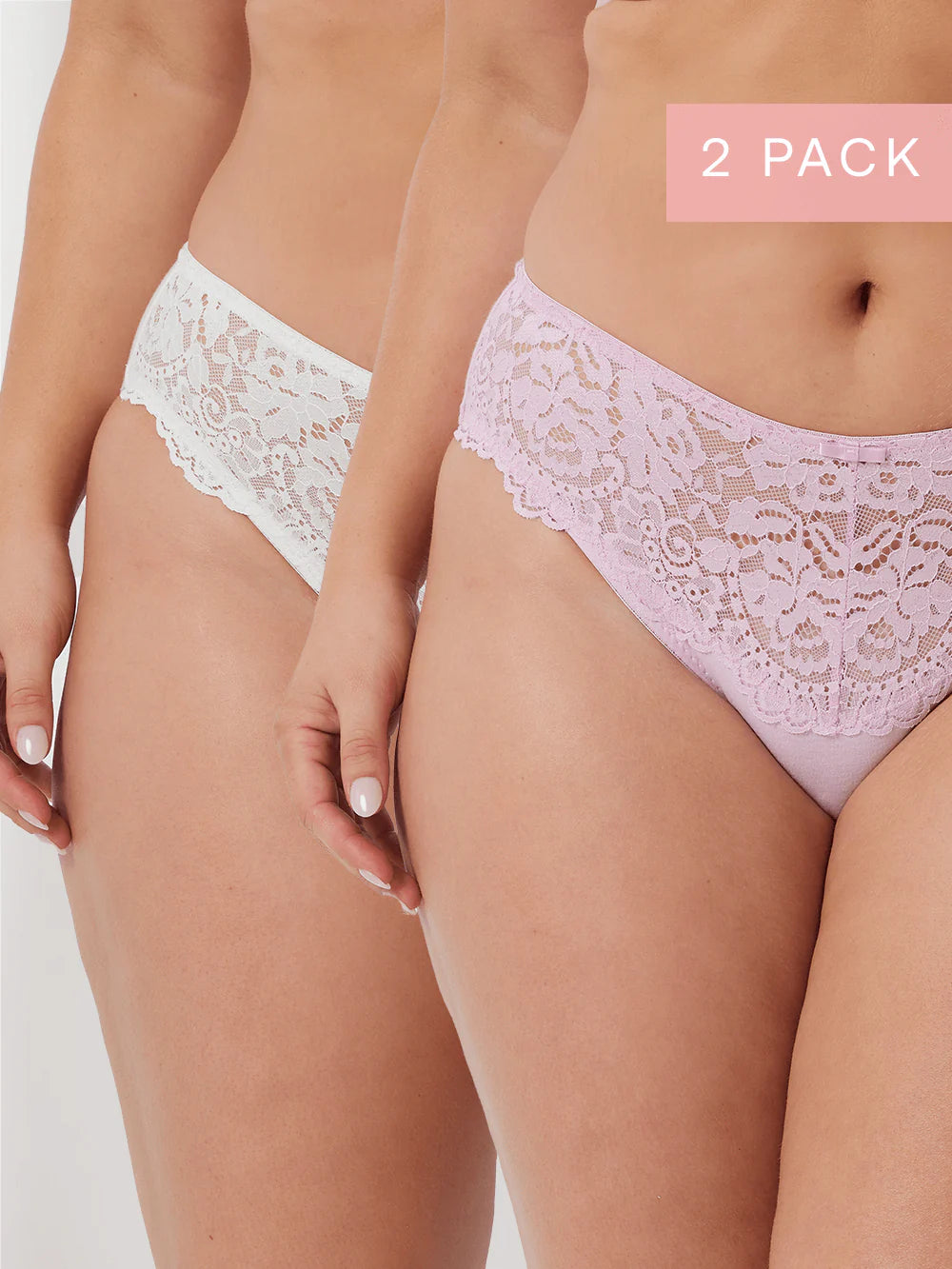 2 Pack Daily Essentials Stretch Lace & Cotton Hi-Cut (219)