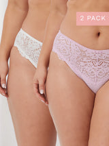 2 Pack Daily Essentials Stretch Lace & Cotton Hi-Cut (219)