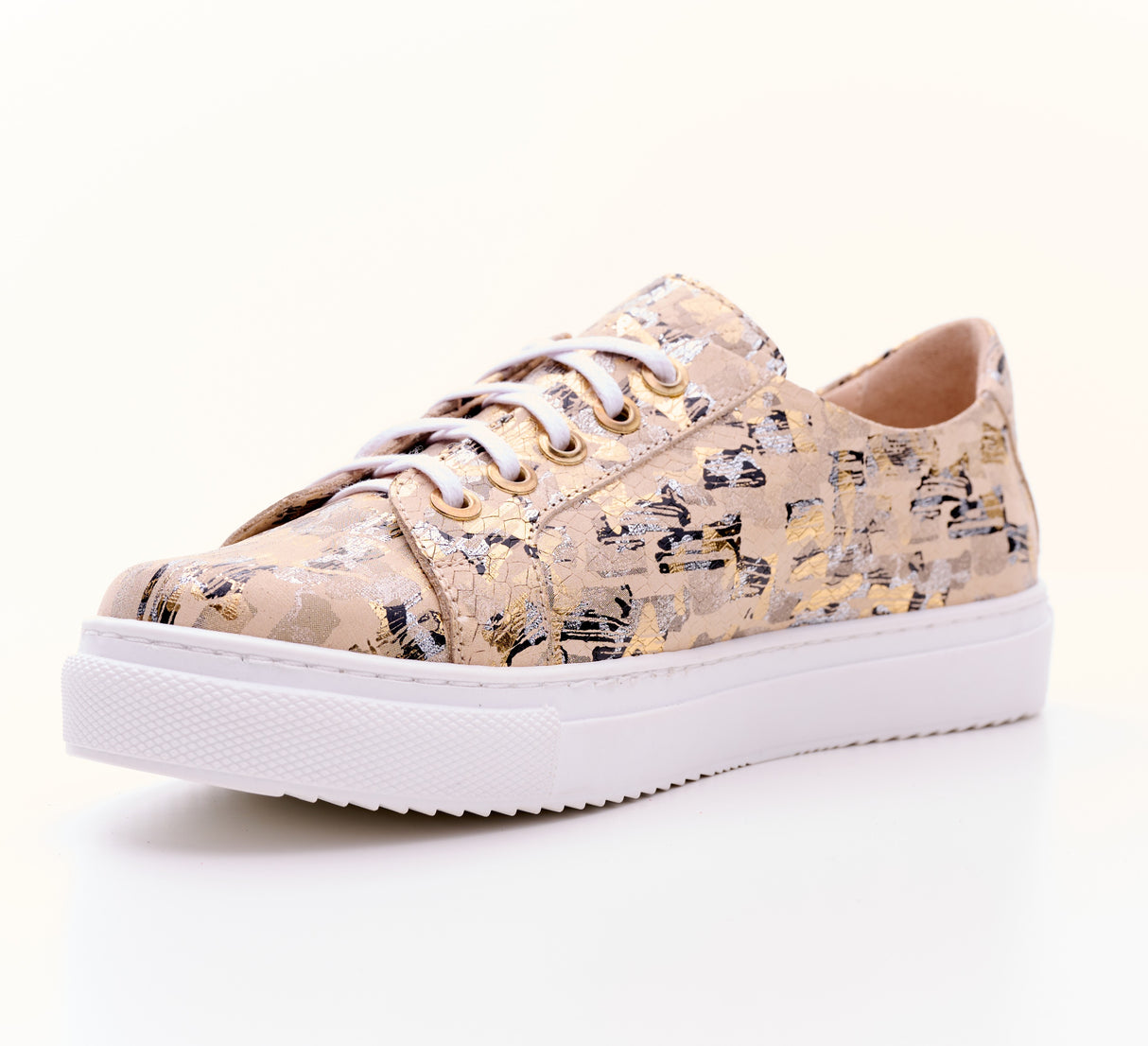 Bosccolo Womens Sneakers - Beige/Gold