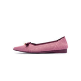 Sarah Casual Pearl Bow Commuter Flats - Pink