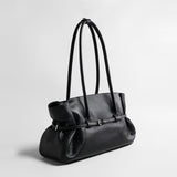 Slouchy Belted Leather Tote Bag – Pebbled Cowhide Shoulder Bag