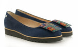 Bosccolo Womens Moccasin Pa - Navy Blue Suede/Multi