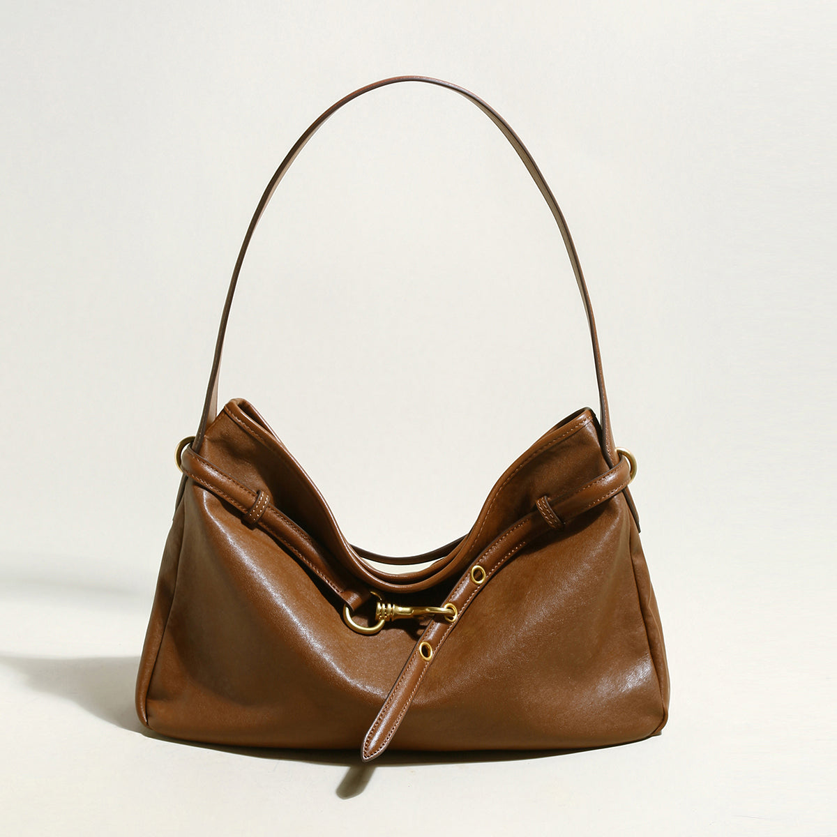 Harper Slouchy Leather Hobo Bag - Brown