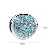 Solid 925 Sterling Silver Sparkling Cyan Preciosa Czech Crystals Charm