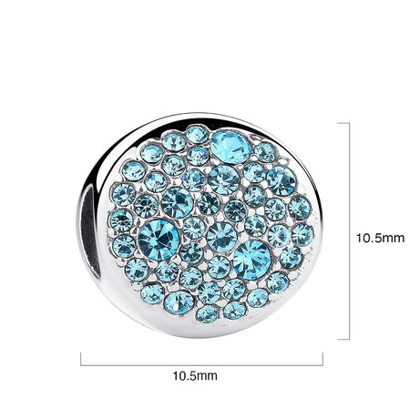 Solid 925 Sterling Silver Sparkling Cyan Preciosa Czech Crystals Charm