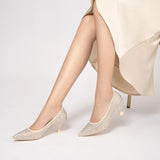Cocktail Rhinestone Kitten Heels - Ivory