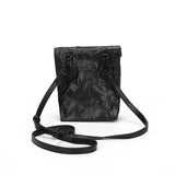 BAMEI Crinkled Roll-Top Crossbody Bag - Black