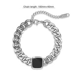 Bullion Gold Fernando Titanium Cuban Chain Acrylic Bar Bracelet in White Gold