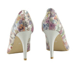 Bosccolo Womens High Heels - Flowers On Silver