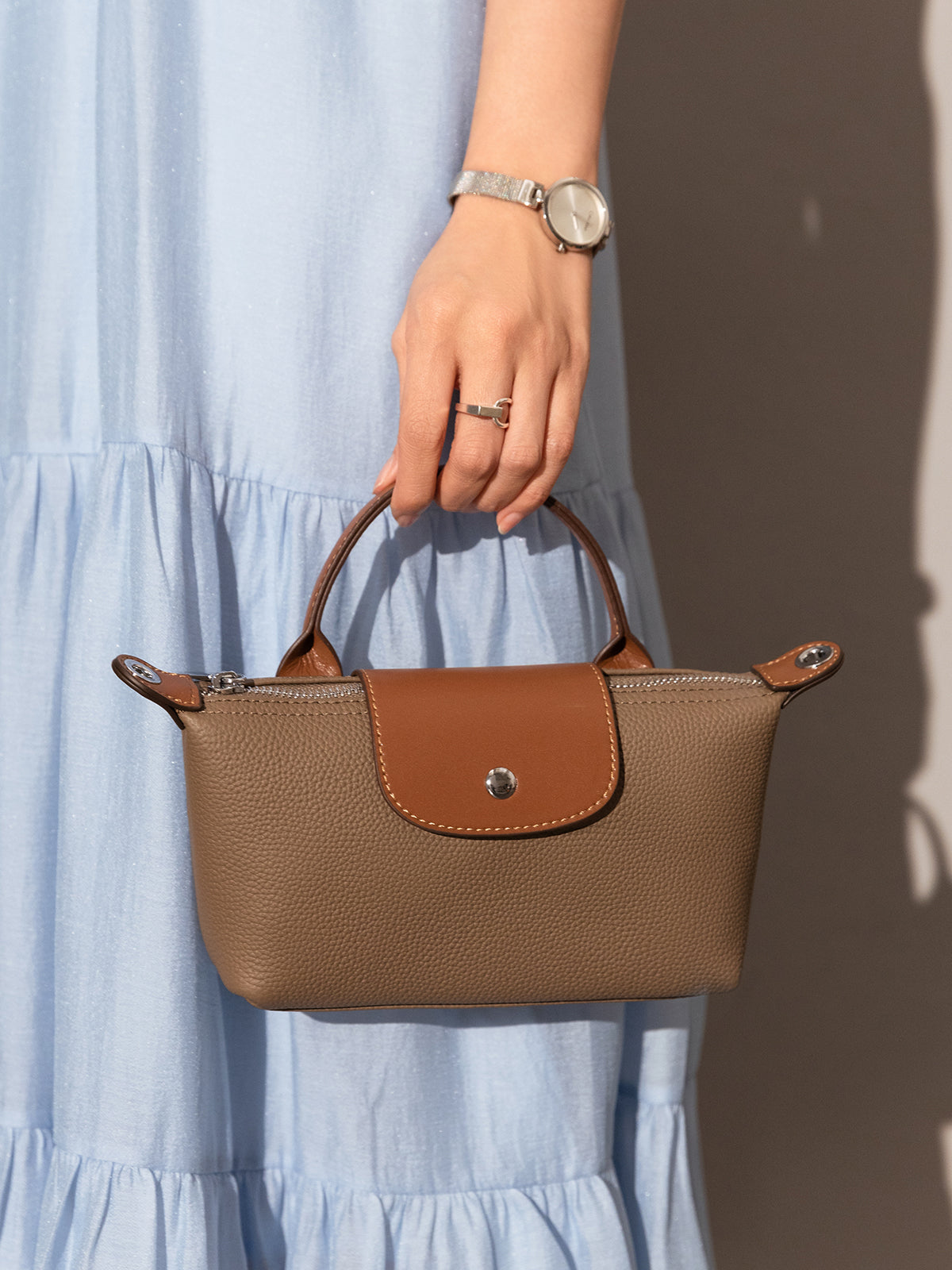 Classic Waterproof Pouch Top Handle Bag - Taupe