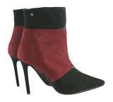 Bosccolo Womens Spike Heel Boots - Maroon/Black Nubuk