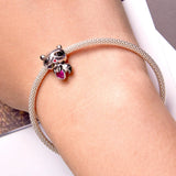 Solid 925 Signature Silver Panda With Pink Charm