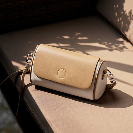 Nalandu Natalia Premium Leather Pillow Crossbody Bag - Apricot