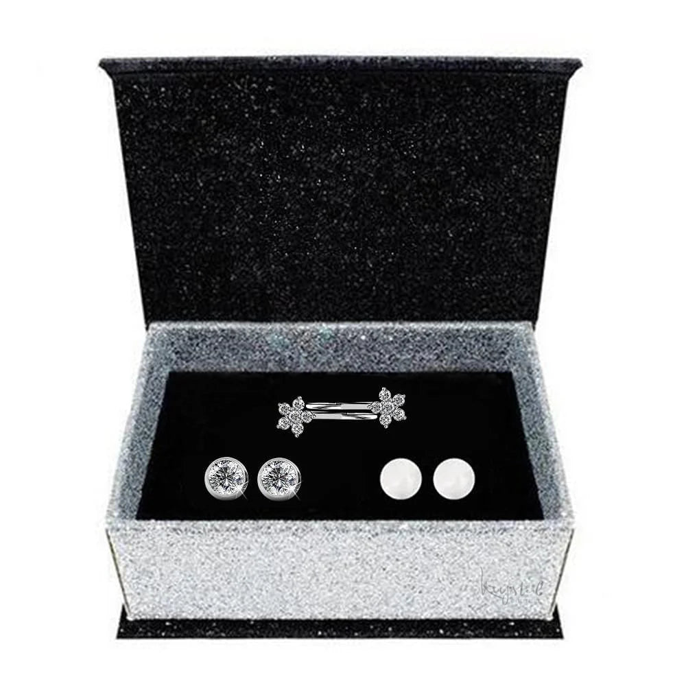 Boxed 3 Pairs Earrings Set Embellished with SWAROVSKI® crystals