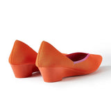 Minimalist Heart Heel Pointed Toe Knit Flats - Orange